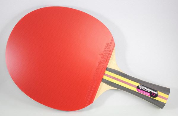 Butterfly Nakama S-2 Racket: Close-up sideview racket
